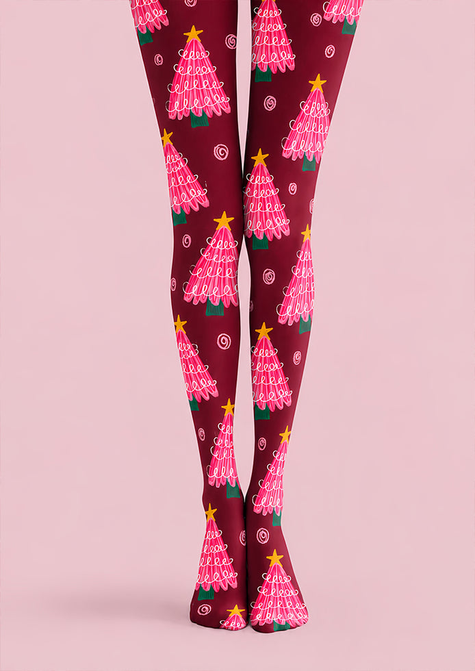 Pink Christmas Tree Tights Hosiery Pantyhose Z610-31