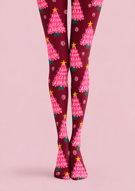 Pink Christmas Tree Tights Hosiery Pantyhose Z610-31