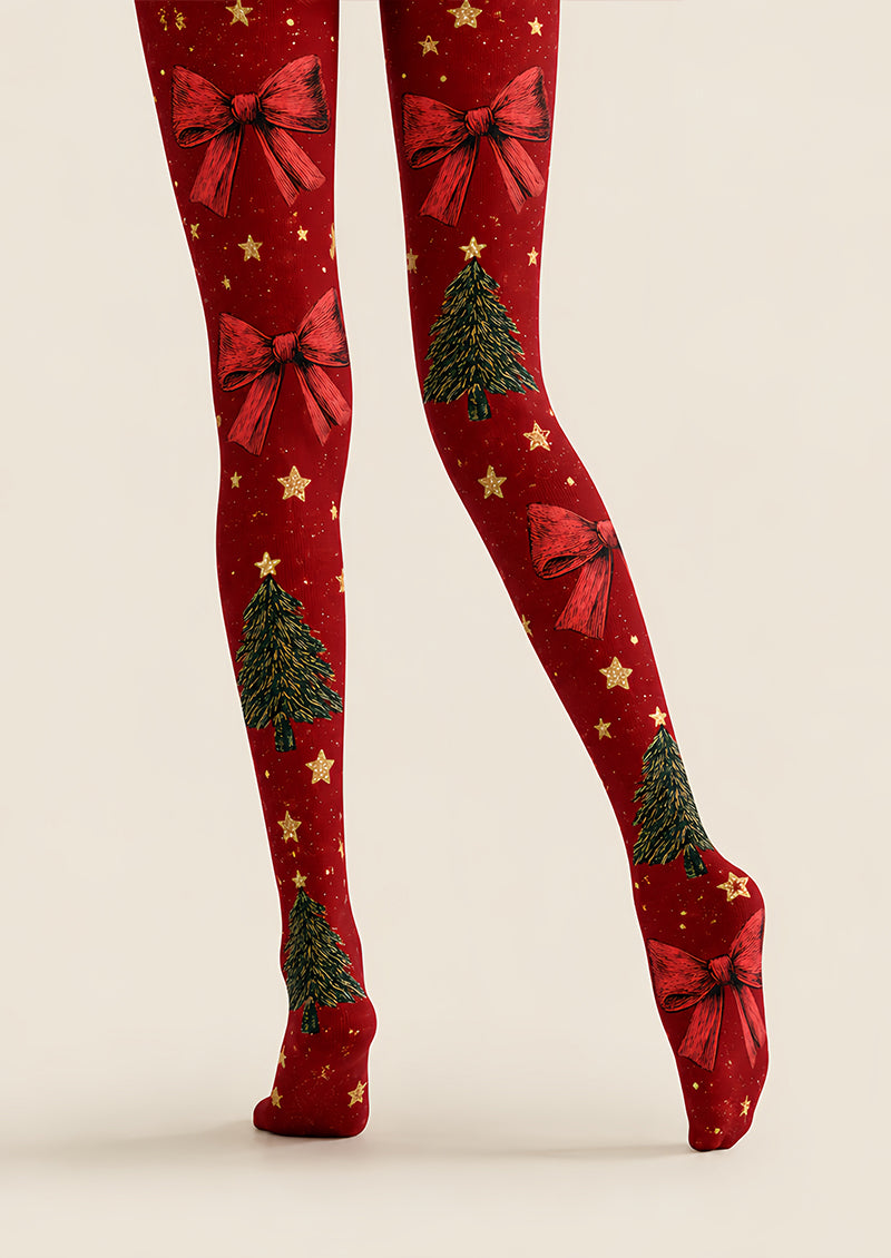 Christmas Tree Bow Print Tights Pantyhose Hosiery Z610-32