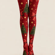 Christmas Tree Bow Print Tights Pantyhose Hosiery Z610-32