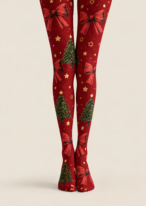 Christmas Tree Bow Print Tights Pantyhose Hosiery Z610-32