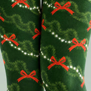Evergreen Bow Print Tights Hosiery Festive Pantyhose Z610-33