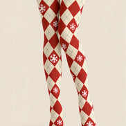 Christmas Snowflake Argyle Diamond Tights Pantyhose Z610-34
