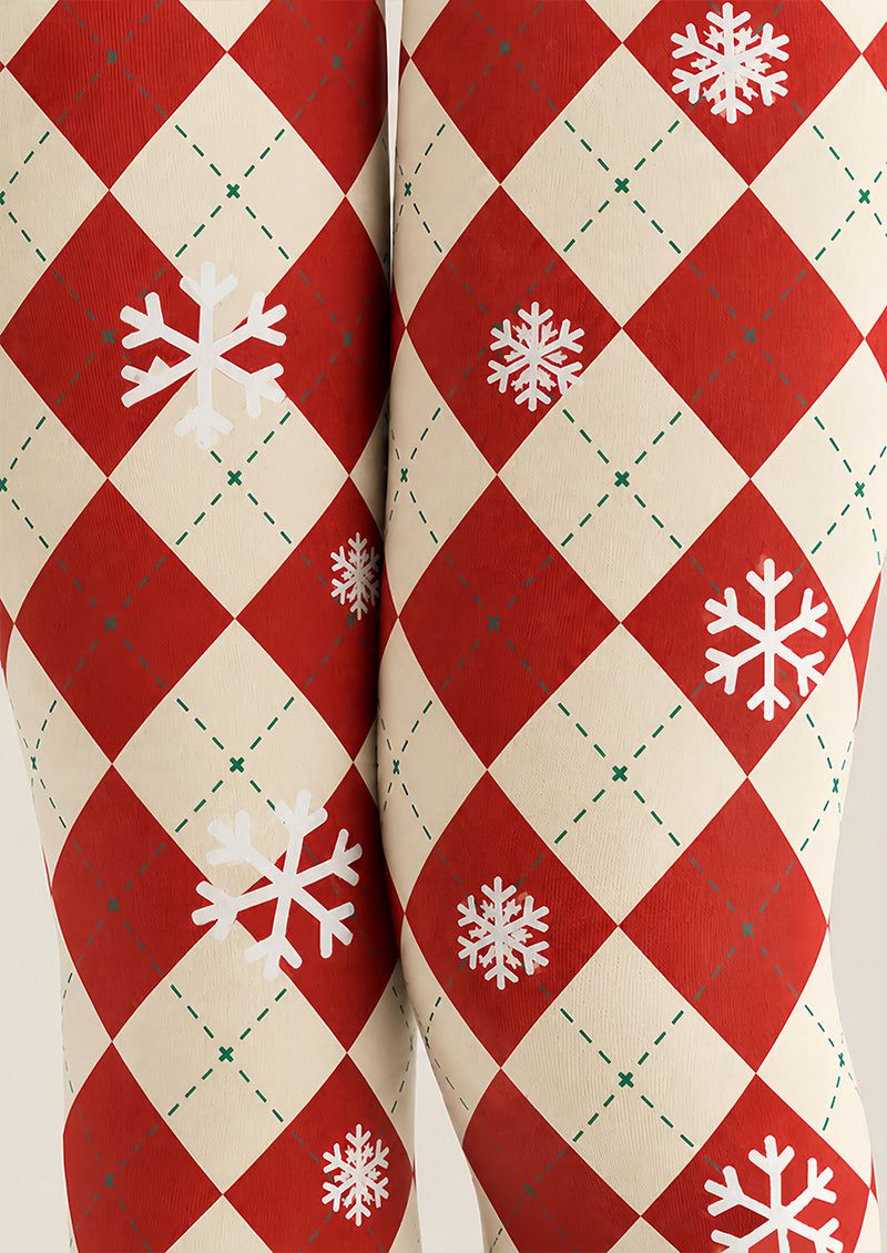 Christmas Snowflake Argyle Diamond Tights Pantyhose Z610-34