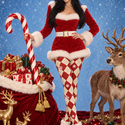 Christmas Snowflake Argyle Diamond Tights Pantyhose Z610-34