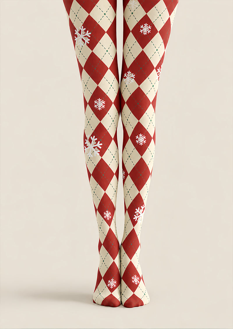 Christmas Snowflake Argyle Diamond Tights Pantyhose Z610-34