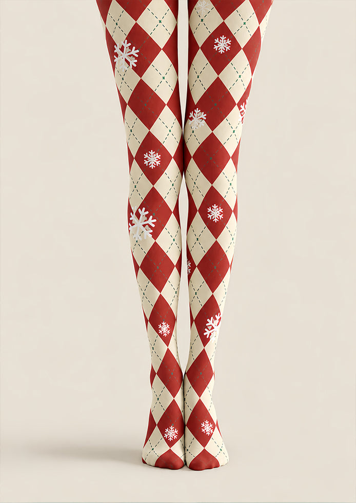 Christmas Snowflake Argyle Diamond Tights Pantyhose Z610-34
