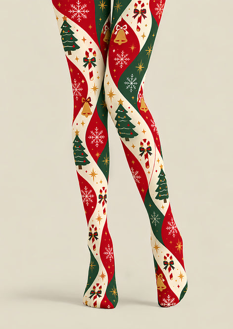Christmas Bell Snowflake Print Pantyhose Tights Z610-38