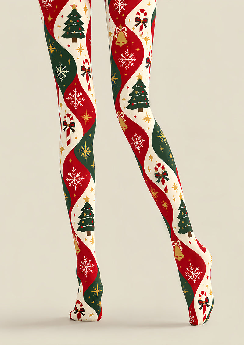 Christmas Bell Snowflake Print Pantyhose Tights Z610-38