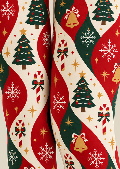 Christmas Bell Snowflake Print Pantyhose Tights Z610-38