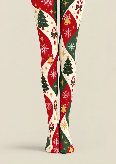 Christmas Bell Snowflake Print Pantyhose Tights Z610-38