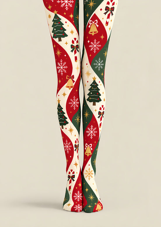 Christmas Bell Snowflake Print Pantyhose Tights Z610-38