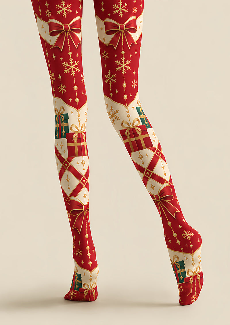 Christmas Gift Bow Print Tights Hosiery Pantyhose Z610-39