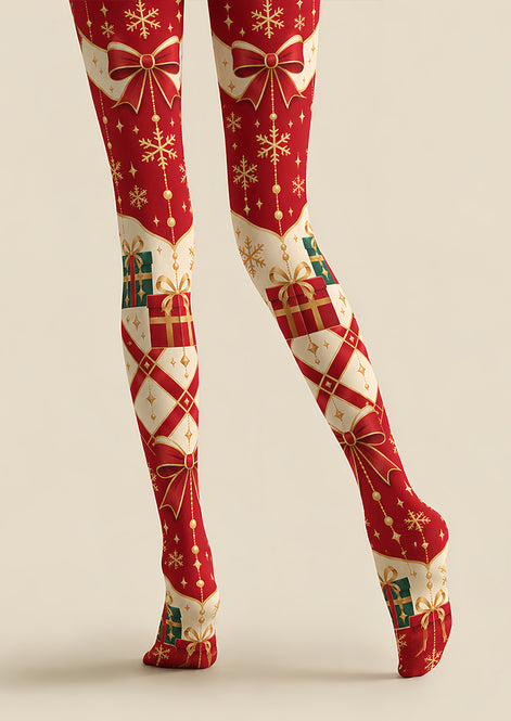 Christmas Gift Bow Print Tights Hosiery Pantyhose Z610-39