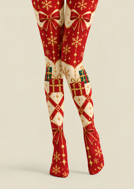 Christmas Gift Bow Print Tights Hosiery Pantyhose Z610-39