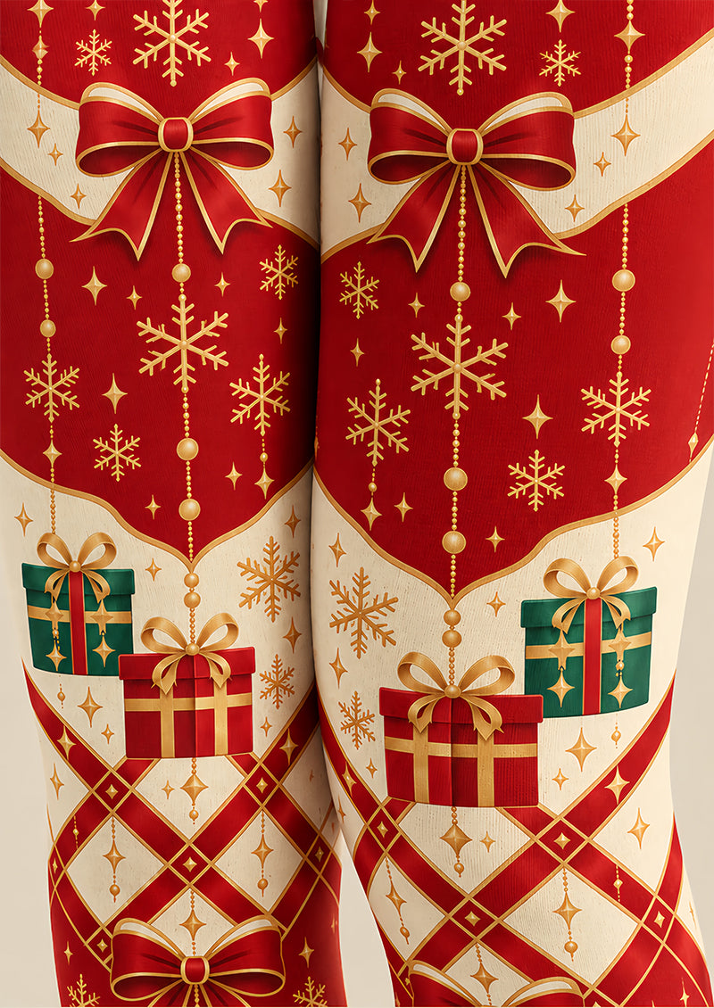 Christmas Gift Bow Print Tights Hosiery Pantyhose Z610-39