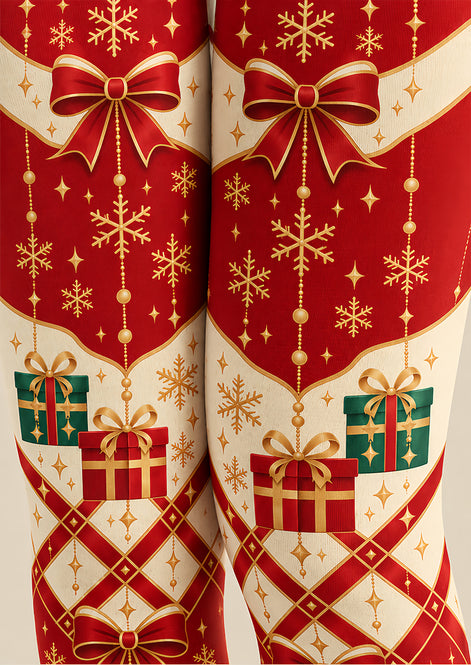 Christmas Gift Bow Print Tights Hosiery Pantyhose Z610-39