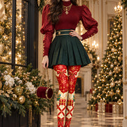 Christmas Gift Bow Print Tights Hosiery Pantyhose Z610-39