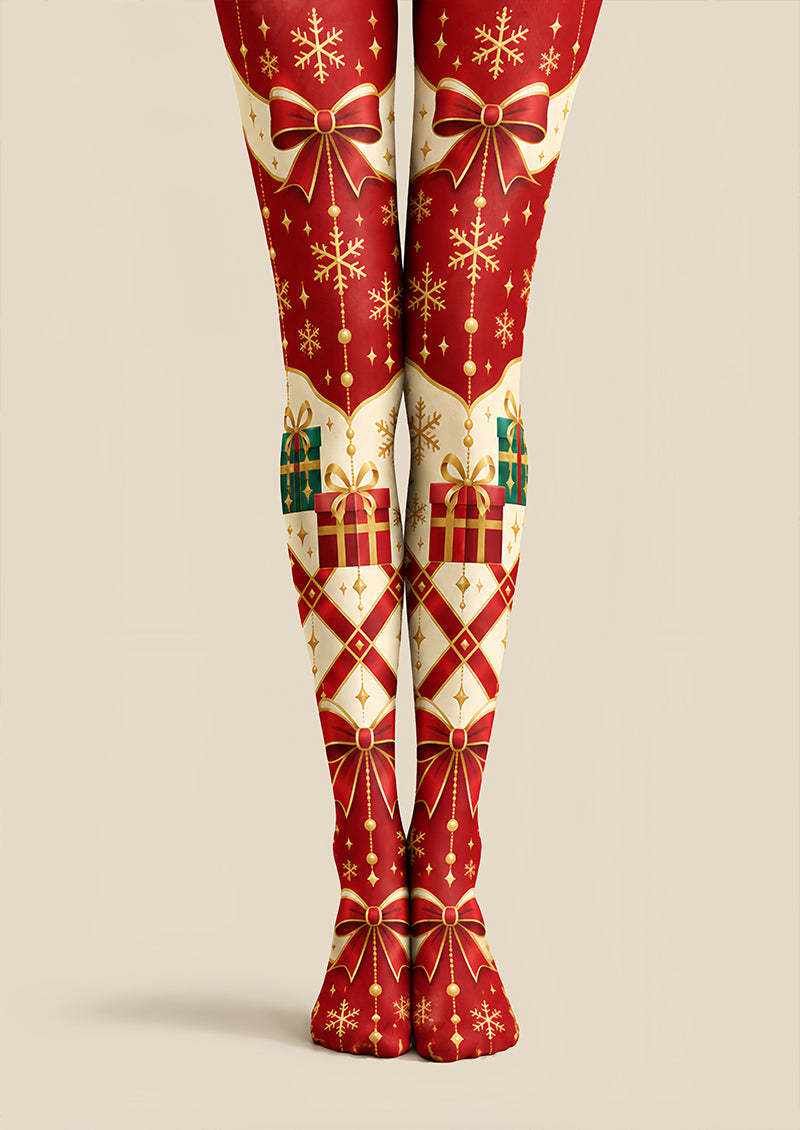 Christmas Gift Bow Print Tights Hosiery Pantyhose Z610-39