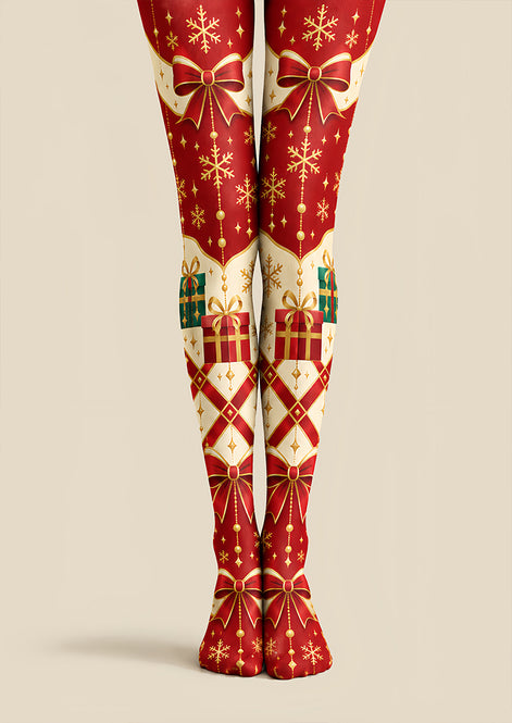 Christmas Gift Bow Print Tights Hosiery Pantyhose Z610-39