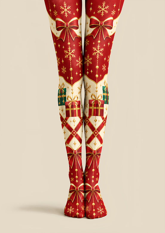 Christmas Gift Bow Print Tights Hosiery Pantyhose Z610-39