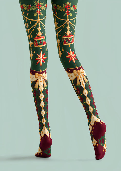 Baroque Ornament Print Tights Holiday Pantyhose Z610-40