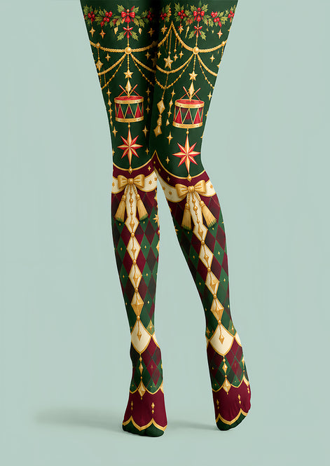 Baroque Ornament Print Tights Holiday Pantyhose Z610-40