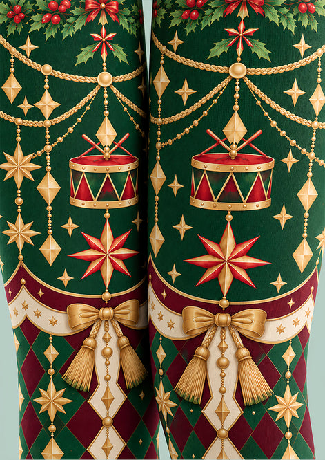 Baroque Ornament Print Tights Holiday Pantyhose Z610-40