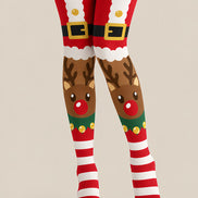 Cartoon Reindeer Holiday Tights Hosiery Pantyhose Z610-42