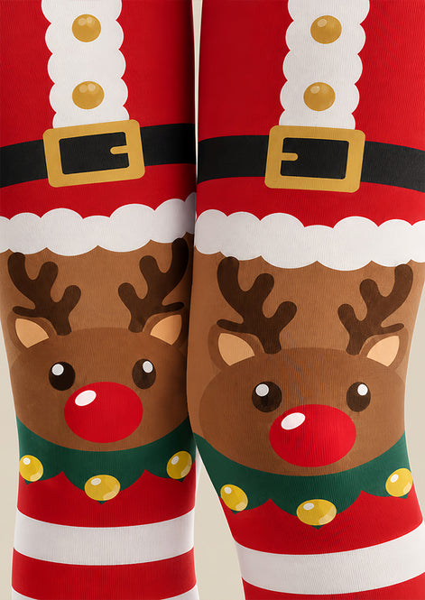 Cartoon Reindeer Holiday Tights Hosiery Pantyhose Z610-42