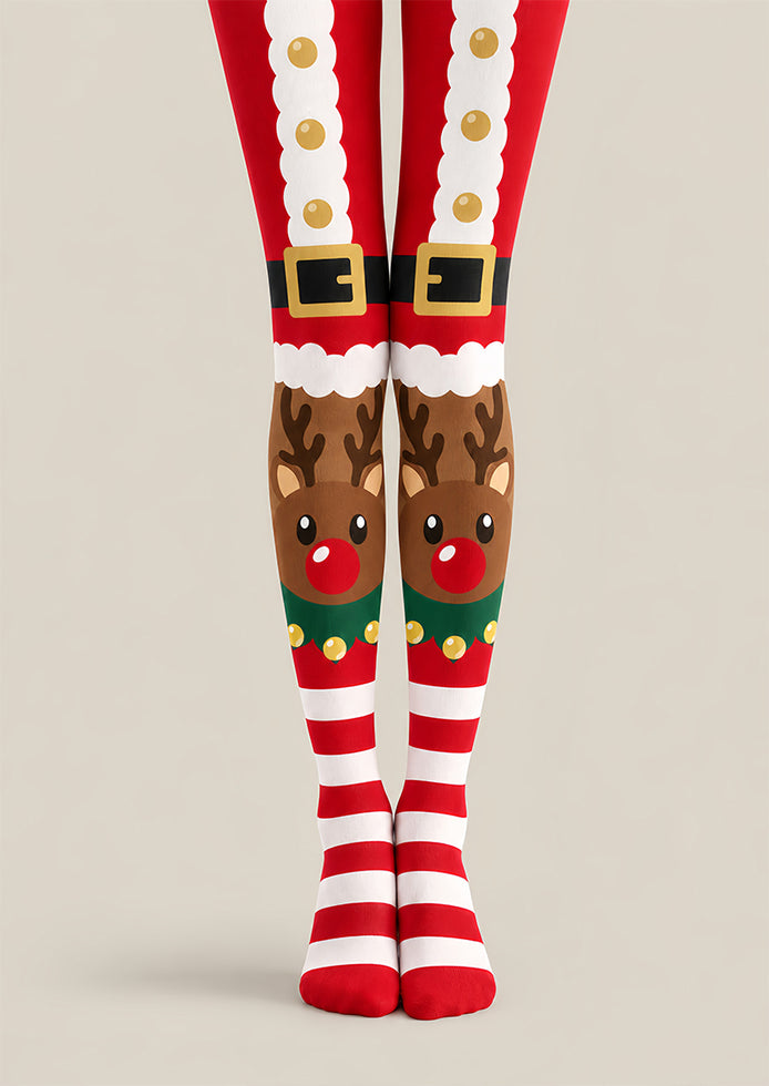 Cartoon Reindeer Holiday Tights Hosiery Pantyhose Z610-42