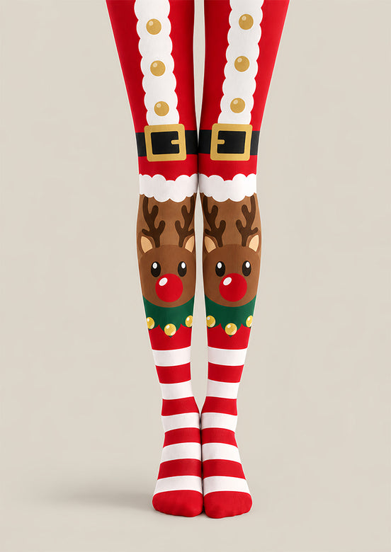 Cartoon Reindeer Holiday Tights Hosiery Pantyhose Z610-42