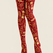 Christmas Graphic Burgundy Tights Hosiery Pantyhose Z610-44