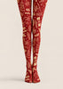 Christmas Graphic Burgundy Tights Hosiery Pantyhose Z610-44
