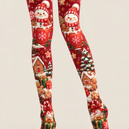 Snowman Christmas Tights Hosiery Festive Pantyhose Z610-46