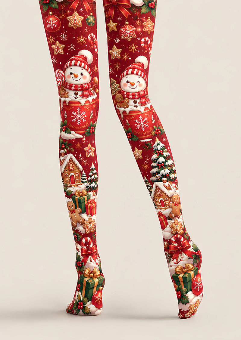 Snowman Christmas Tights Hosiery Festive Pantyhose Z610-46