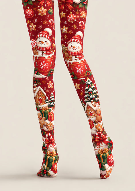 Snowman Christmas Tights Hosiery Festive Pantyhose Z610-46