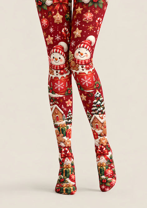 Snowman Christmas Tights Hosiery Festive Pantyhose Z610-46