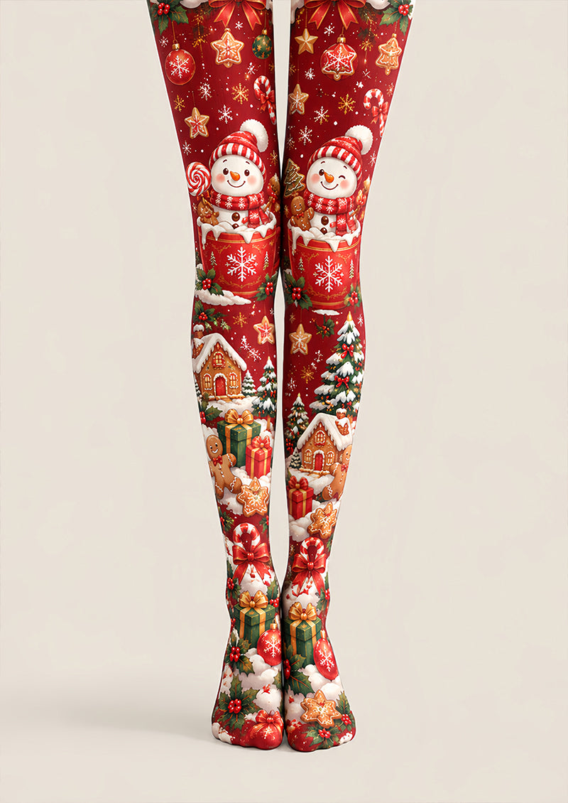 Snowman Christmas Tights Hosiery Festive Pantyhose Z610-46