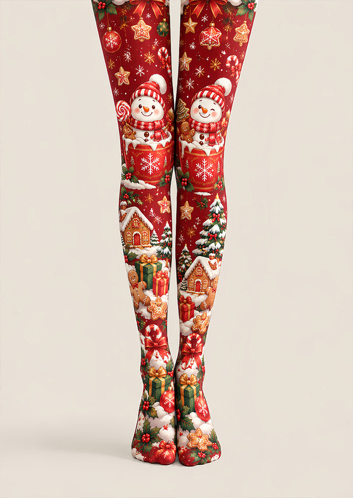 Snowman Christmas Tights Hosiery Festive Pantyhose Z610-46