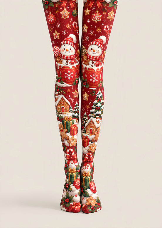 Snowman Christmas Tights Hosiery Festive Pantyhose Z610-46