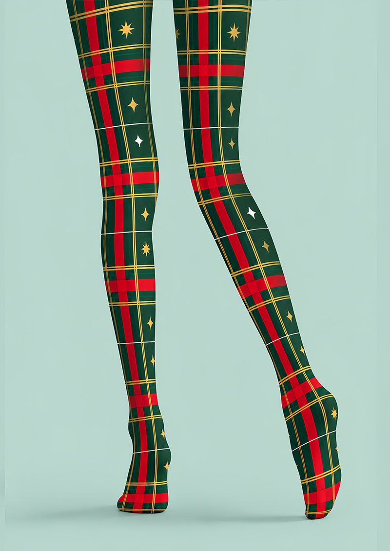 Green Red Tartan Classic Tights Hosiery Pantyhose Z610-47