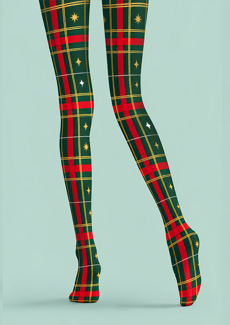 Green Red Tartan Classic Tights Hosiery Pantyhose Z610-47