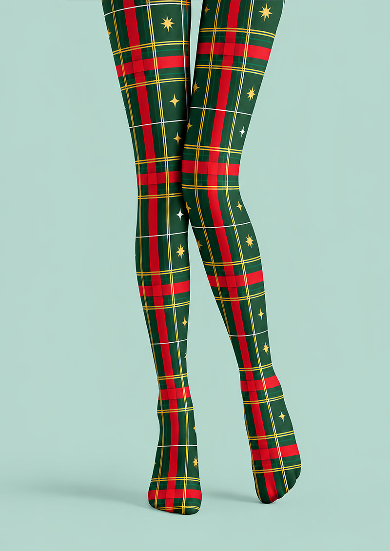 Green Red Tartan Classic Tights Hosiery Pantyhose Z610-47