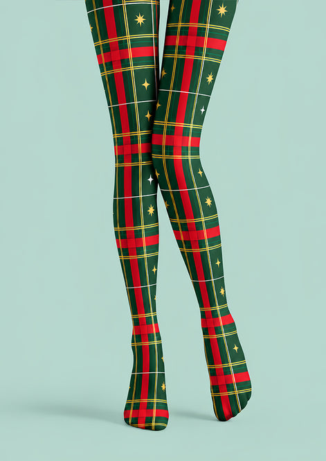 Green Red Tartan Classic Tights Hosiery Pantyhose Z610-47