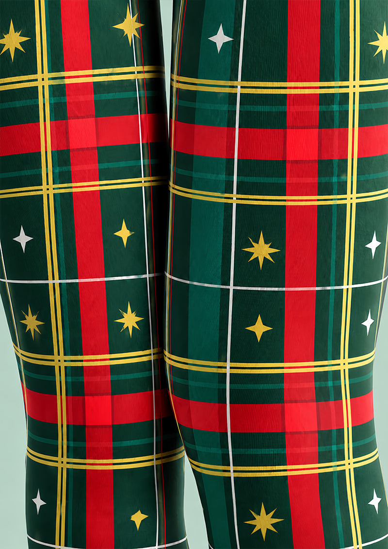 Green Red Tartan Classic Tights Hosiery Pantyhose Z610-47