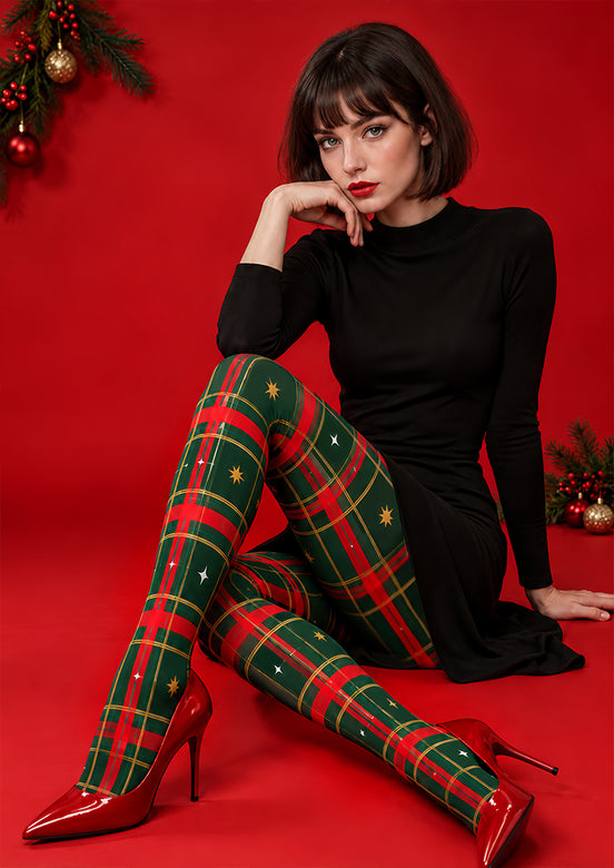 Green Red Tartan Classic Tights Hosiery Pantyhose Z610-47