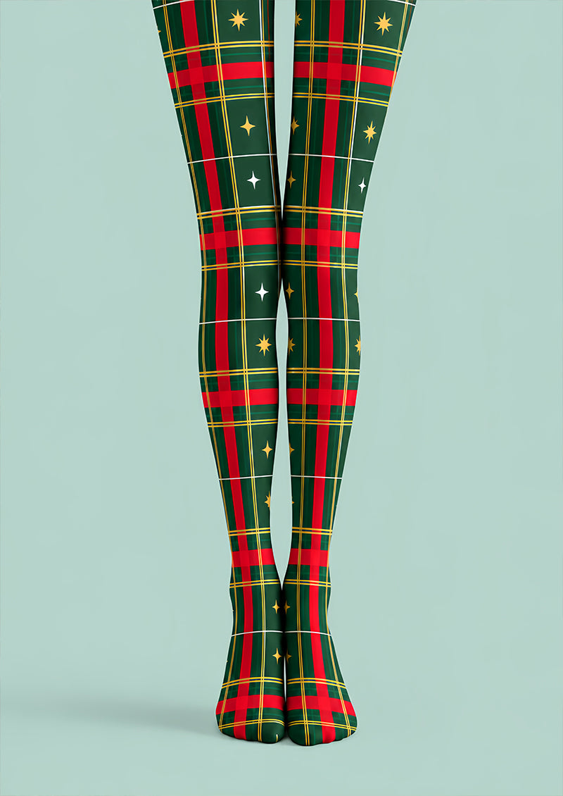 Green Red Tartan Classic Tights Hosiery Pantyhose Z610-47