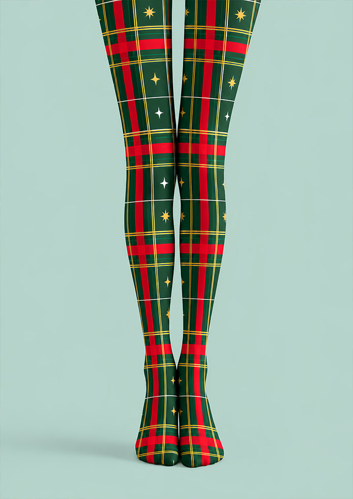 Green Red Tartan Classic Tights Hosiery Pantyhose Z610-47