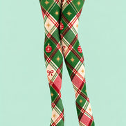 Festive Green Tartan Plaid Tights Hosiery Pantyhose Z610-48